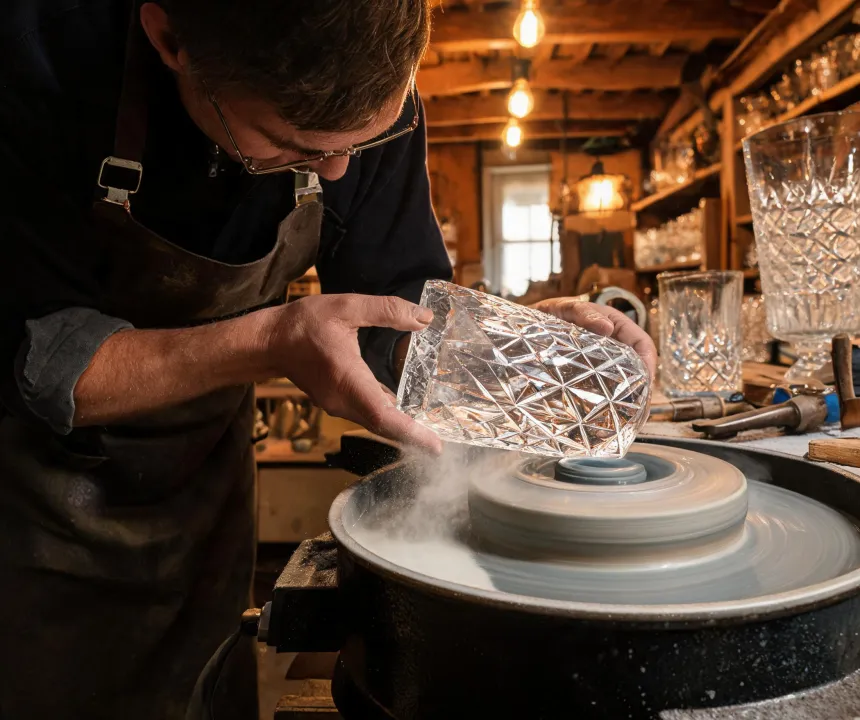 Artisan cutting crystal