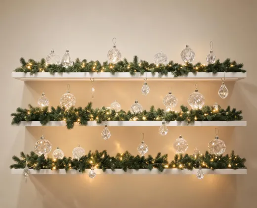 Holiday crystal ornament shelf