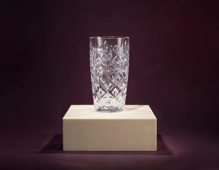 Waterford crystal vase with refractive cuts